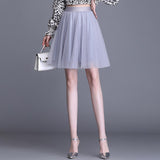 Summer Net Yarn Short Skirt Girl Small A Skirt 2025 Color Half-Dress Skirt Slimy Fairy Fluffy Skirt