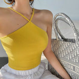Small Babes Sexy Tight Skinny Cross Hollow Short Umbilization Bottom Slings Slings Slings Waist Vest Woman