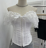 Lace Lace Lace Butterfly End Waist Hook Buckle Waist-Button Waist-Coat With Chest Cushion-Carbed Shoulder Coat 6317