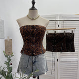Real-Patting Leopard-Print T-Traceed Bra Strap Chest Pad Anti-Slip Short Repair Vest Top 6230