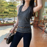 Lyselle Tianshu Light High-Level Striped Hanging Neck Vest Women Summer 2026 New Slim Slim Top