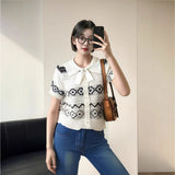 Small Fragrant Knitted Short-Sleeved Women Summer 2025 New Fashion Fashion Trendy Doll Collar Short Top Tide