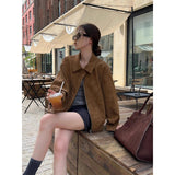 Vintage Velvet Jacket Women's Spring And Autumn 2025 New High-End Small-Sense Small-Collar Loose Casual Jacket Top
