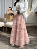 Real Shooting Autumn And Winter New 2025 Korean Original Heavy Industry Thousand Layer Wooden Ear Cake Skirt Beautiful Long Pony Dress