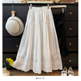 Japan And South Korea Leisure Hollow Flowers Embroidered Half-Dress Girls Spring And Autumn New Age Reduction Of High-Waist Folds Loose Large Umbrella