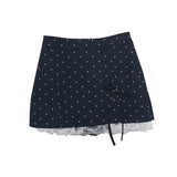 Real Shooting Lace Side Wave Half Dress Girl Summer Bow High Waist Thin Anti-Walking Light A Word Ass Short Skirt 6611