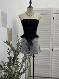 Real Shot With Chest Pad Anti-Slip Striped Chest Vest With Irregular Short Spice Girl Elastic Sleeveless Top 1611