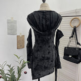 Real Shooting Wasteland Wind Makes Old Hole-Breaking Fabric Collared Hooded And Hip Dress With Cuff Cover Dress 9263
