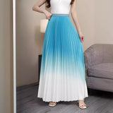 Gradient Color Half-Dress Woman High Waist Thin Feeling Fell 100 Folded Skirt In The Long A-Word Skirt