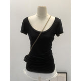 Lyselle Tiansi Slimy Big U-Neck Slim Short-Sleeved T-Shirt For Women's Summer New Long-Term Top