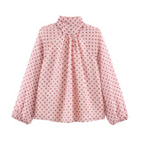 2025 Winter New Women's Fashion Casual Loose Long Sleeve Wave Print Shirt 2075103