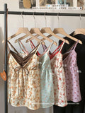 Small Fresh Sweet Broken Lace Fake Two Slings Summer New Age-Reed Girl Wind Korean Thin Tops Off Female