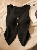 Korean Small Fragrant Knitted Cardigan 2026 New Ice Silk Open Fork Vest Women's Short Kan Shoulders