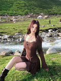 High-End Feeling Wearing Lace Splicing Slinging Dress Women's Summer 2025 New Early And Early Autumn Small Waist Short Skirt