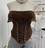 Real-Patting Hottie Tied With Fish Bone With Chest Pad Anti-Slip Tector Wrap Bra Wrapped Bra Short Sleeveless Top 2885
