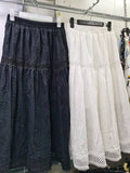 2025 Spring And Summer New High-Waisted Small Fragrant Hook Hollow Cotton Dress In The Long Swing A-Word Half-Body Skirt