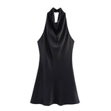 2025 Summer New Female Fashion Sexy Hot Girl Silk Lily Hanging Neck Dress 8741074