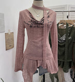 Real Shooting Retro Irregularly Hollow Knitted Jersey Dress Girl With Hottie Word Shoulder Collar Blouse 8101
