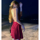 2025 Summer New Small Sling Suit Waist French Sexy Dew Chic Design Sling Dress