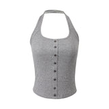 French Hanging Neck Sling Vest Women Wear 2026 New Outer Buckle Sleeveless Commuting Top In Summer