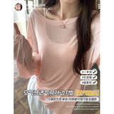 Korean Micro-Permeable Pure Desire Lazy And Relaxed Feeling Thin Bottom Shirt Long-Sleeved T-Shirts Summer Thin Air Conditioning Hood