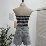 Real-Patled With Chest Pad Single-Breasted Buckle Tset Bra Vest Coarse Flower Lattice Lattice Lattice 8132