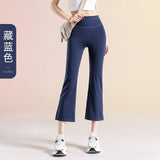 Eight-Point Shark Trousers Women's Small Summer New Wearing Thin High-Waisted Hip Yoga Seven-Point Flared Trousers
