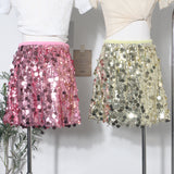 Smooth High-Waist Shiny Babes Half-Dress A-Word-Packed Birthday Party Short Skirt 91116