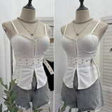 Real Patted Breast Pad Sling Sling Vest Hook Belt Strap Design Feel Waist Hottie Sexy Short Coat 6226