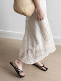 Temperament Apricot Color Lace Sling Dress Women 2025 Summer New High-End Sense Long Vest Dress