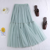 Net Dress 2025 Autumn And Winter New Net Color Bottom Skirt Small Fresh Long Skirt Small Fairy Dress