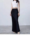 High-Grade High-Rise Thin Long-Skinny Vinegar Silk Silk Skirt 24 Summer New Bag Fishtail A-Word Dress