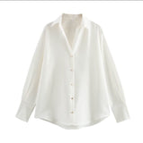 2025 Spring And Summer New Women's Fashion Single Row Buckle Silk Lithry Shirt 2074580