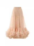 Multi-Layer Cake Dancing Net Dress In The Long Heavy Industry Half-Body Skirt Wood Ear A-Word Swing Ponum Skirt Yarn Skirt