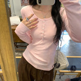 Pink Half-Necked Bottom-Up Women's 2025 New Light Luxury High-End Feeling Can Wear Long Sleeves Inside The T-Shirt Small Top