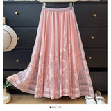 French Fairy Temperament Lace Hollow Tuk Tuk-Dress Girl Summer 2025 High-Waist A Word Loose Folding Large Swing Skirt
