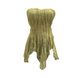 Real Shooting Holiday Style Design Sense Irregular Folded Brae Vest With Chest Cushions Sleeveless Top Woman 8880