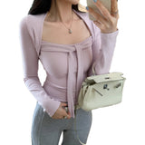 Temperament Square Tie Design Feel White Inside The Bottom Shirt Women's Autumn And Winter 2025 New Long-Sleeved T-Shirt Short Top