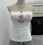 Real Pat With Chest Pads Sleeveless Tops Women's Body-In-Body Print Mesh Splicing Short Outer-Wrapped Waistcoat 1289