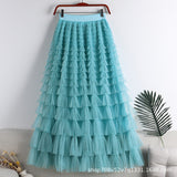 Net Yarn Splicing Cake Skirt 2025 Spring, Summer And Autumn And Winter New Medium And Long Skirt A-Word Long Skirt Pong Yarn Skirt