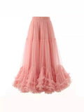 Multi-Layer Cake Dancing Net Dress In The Long Heavy Industry Half-Body Skirt Wood Ear A-Word Swing Ponum Skirt Yarn Skirt