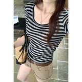 Direct Sales Lyselle Tiansi Design Stripe Bumpy Short-Sleeved T-Shirt Women's Commuting Summer New Beautiful Top
