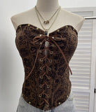 Fish Bone Girded Belt Strap Tsets Braid Waist With Chest Cushion Rivet Leopard Tud Hottie Top 2889
