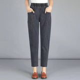 Spring And Autumn Mother Pants Trousers Large-Size Middle-Aged Women's Trousers Middle-Aged Autumn And Winter New High-Waisted Harlan Jeans Woman