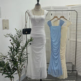 Real Shoot ñÞÖåÍø ¶ÖåÍø Side-Shoulder Vest Dress With Hip Slimming Long Dress With Inner Lining 8831