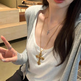 Lyselle Sky Gray Ice Silk Sunscreen Thin Cardigan Jacket Summer 2025 New Light Luxury High-End Feel Blouse