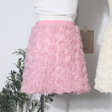 Three-Dimensional Rose Flower Half Skirt Fluffy Skirt Tight High Waist Thin A Short Skirt Woman 9099