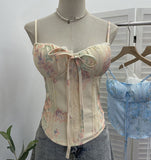 Pink Lace Splicing With Broken Flower Pad Slings Slings Back Back To Take Short Tops