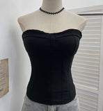 Real Shot Curvy With Chest Cushions Anti-Slip Bar Hottie Wearing Bra Vest Short Loose Tight Top 8151