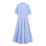 2025 Summer New Women's Fashion Leisure Short-Sleeved House Silk Shirt Dress 2640596